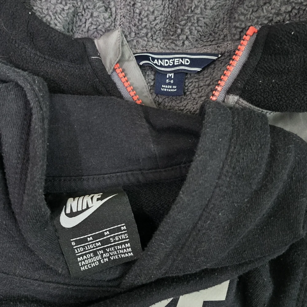 Boy's Nike Therma Hoodie Sweatshirt & Lands End Fleece Jacket Size 5-6 Spellout